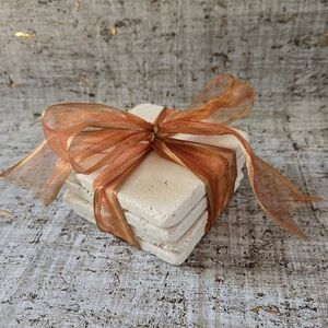 Travertine Tile Coasters Set Of 4 Handmade